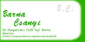 barna csanyi business card